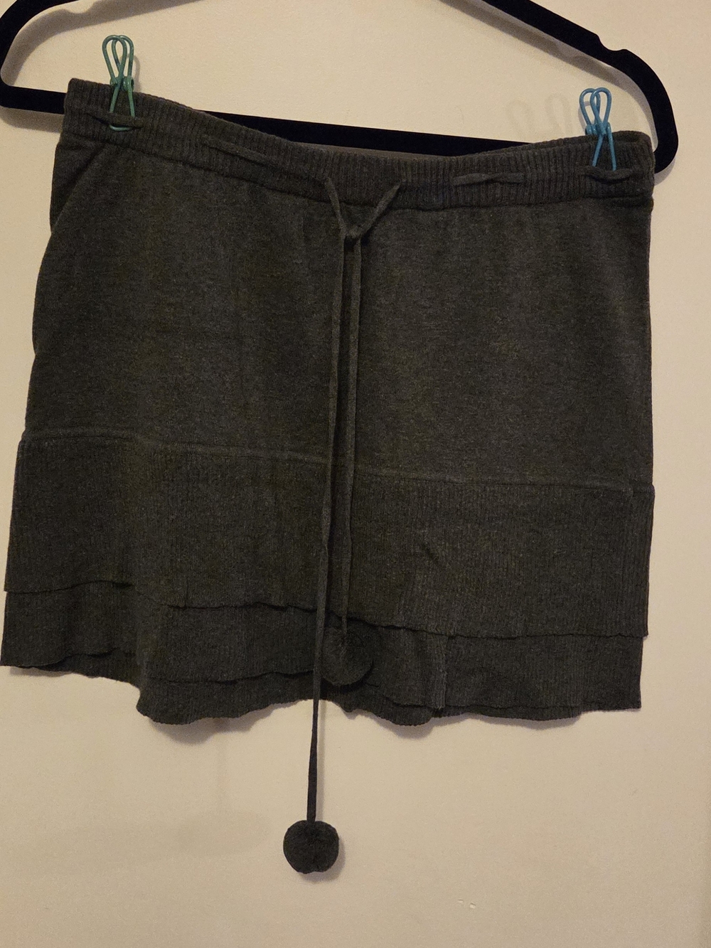 Candie's Dark Gray Knit Mini Skirt w Pom Tie